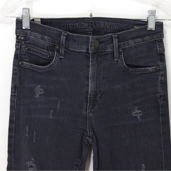 Citizens of Humanity high rise rocket black distressed jeans. - Picture 3 of 5
